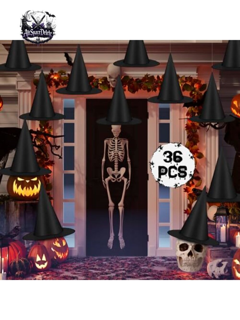 36 PCS Witch Hats Halloween Hanging Decorations Oxford Fabric